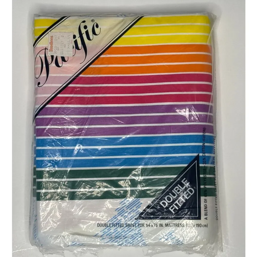 NWT 80s Pacific Canadian Sunset Rainbow & Clouds double sheet set LGBT Gay Pride